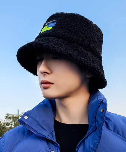 New Black Versatile Fleece Wool Lined Bucket Hat