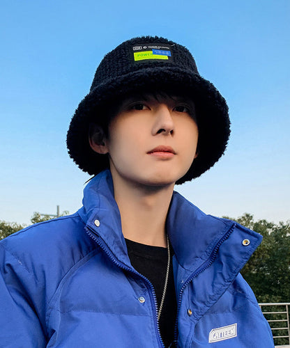 New Black Versatile Fleece Wool Lined Bucket Hat