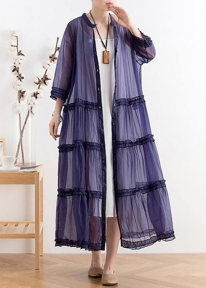 Mid-length Sunscreen New Thin Korean Blue and Purple Fairy Coat