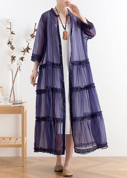 Mid-length Sunscreen New Thin Korean Blue and Purple Fairy Coat
