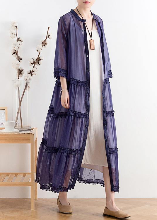 Mid-length Sunscreen New Thin Korean Blue and Purple Fairy Coat