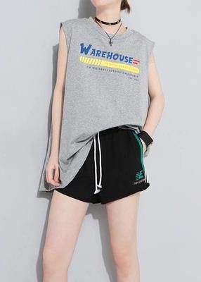 Modern Backless Cotton Clothes for Tutorials Gray Tops Summer