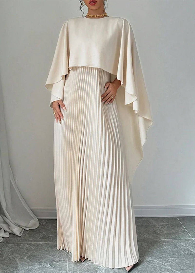 Modern Beige O-neck Maxi Dresses Spring