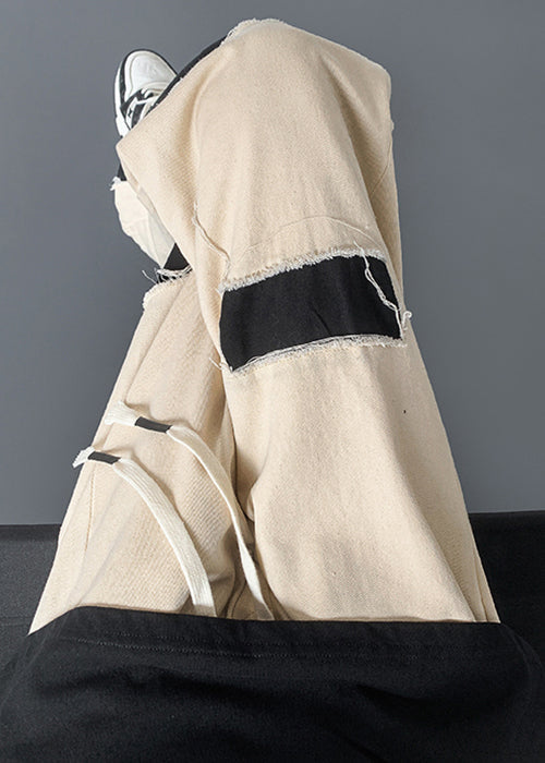 Modern Black Asymmetrical Elastic Waist Cotton Pants Spring
