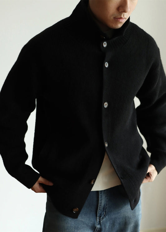 Modern Black Button Cozy Woolen Coat Winter