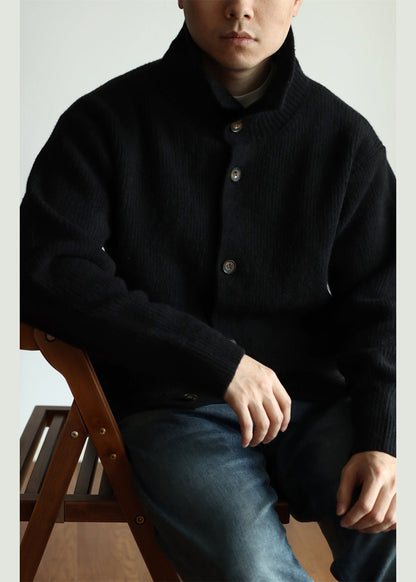 Modern Black Button Cozy Woolen Coat Winter