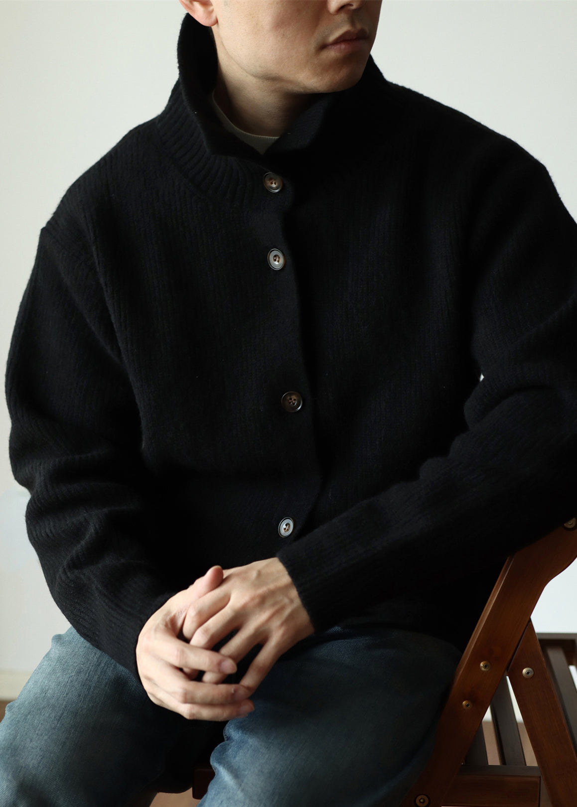Modern Black Button Cozy Woolen Coat Winter