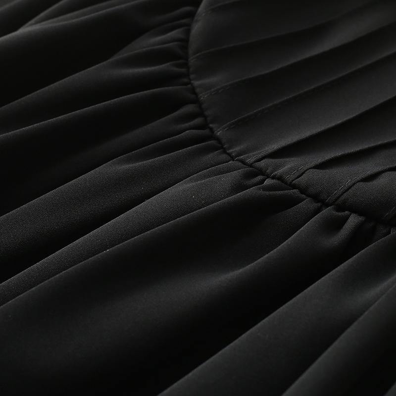 Modern Black Long Sleeve Cotton O-neck Spring Long Dresses
