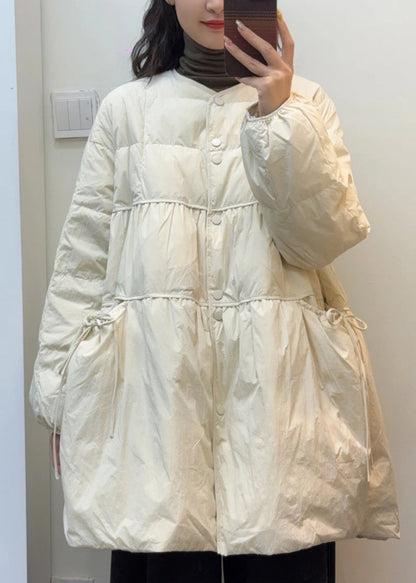 Modern Black Oversized Duck Down a Line Coats Winter