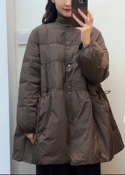 Modern Black Oversized Duck Down a Line Coats Winter