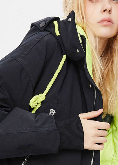 Modern Black Pockets Button Thick Lengthen Winter Duck Down Coat