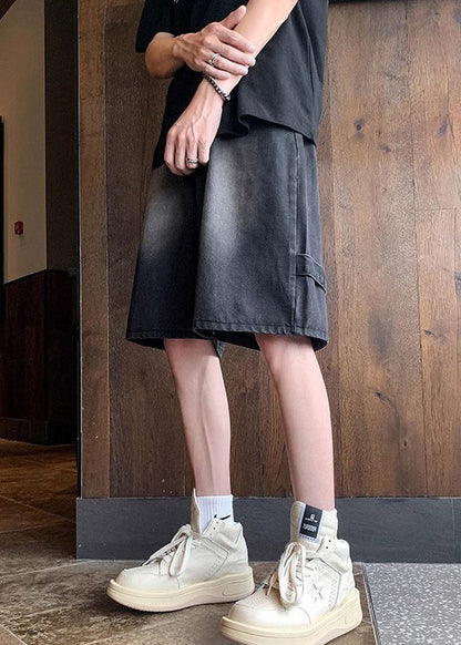 Modern Black Pockets High Waist Denim Shorts Summer