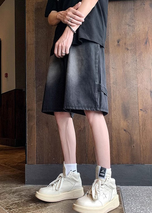 Modern Black Pockets High Waist Denim Shorts Summer