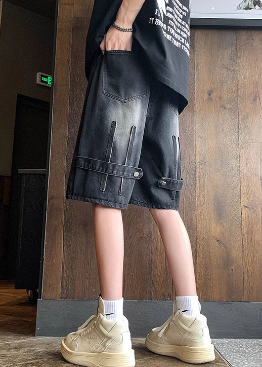 Modern Black Pockets High Waist Denim Shorts Summer