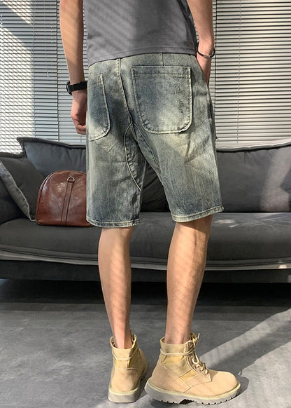 Modern Blue Hole Pockets Denim Shorts Summer