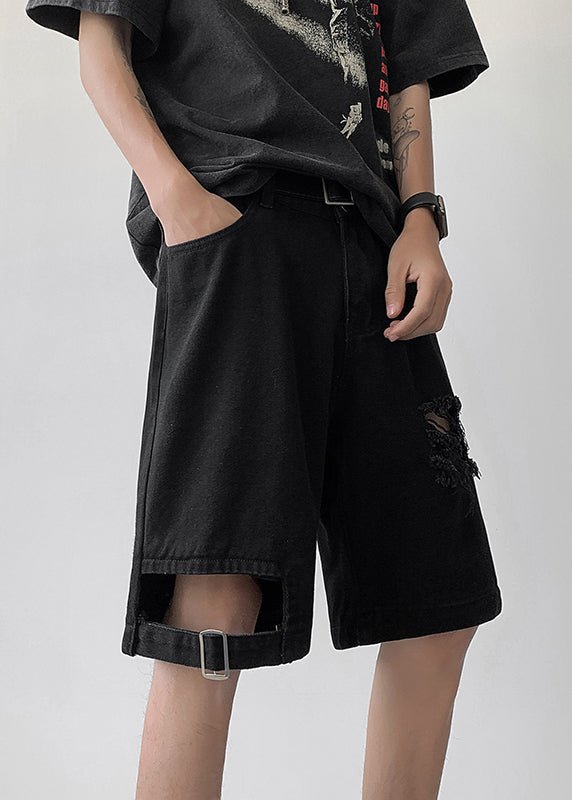 Modern Blue Hole Pockets High Waist Denim Shorts Summer