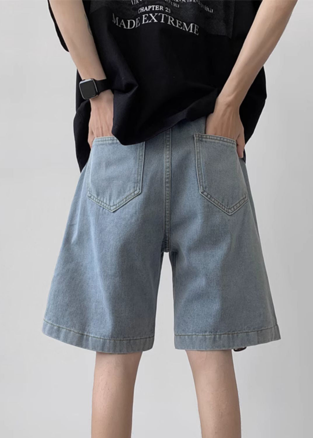 Modern Blue Hole Pockets High Waist Denim Shorts Summer