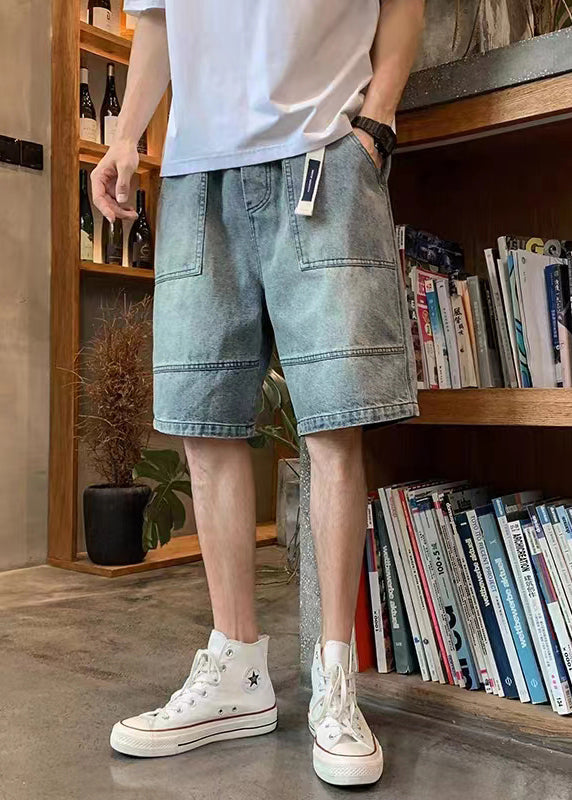 Modern Blue Pockets High Waist Denim Shorts Summer