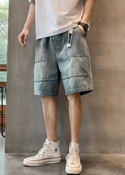 Modern Blue Pockets High Waist Denim Shorts Summer