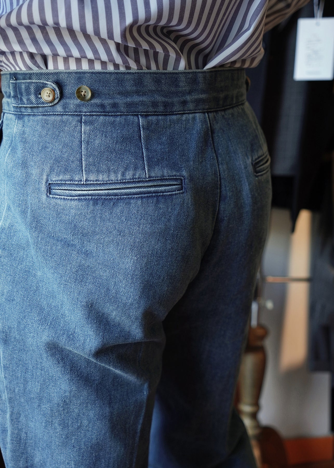 Modern Blue Pockets High Waist Denim Straight Pants Fall