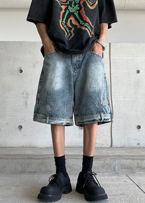 Modern Blue Pockets High Waist Denim Shorts Summer