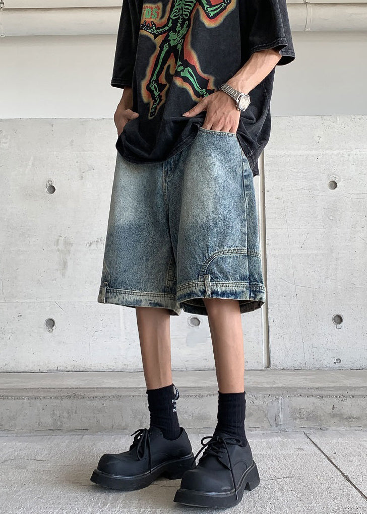 Modern Blue Pockets High Waist Denim Shorts Summer