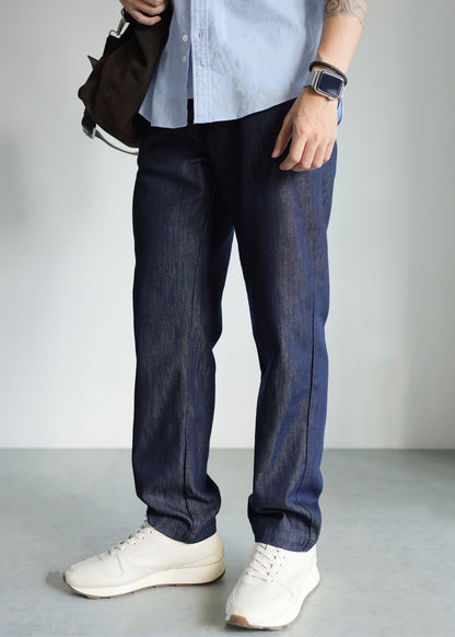 Modern Blue Pockets High Waist Denim Straight Pants Fall