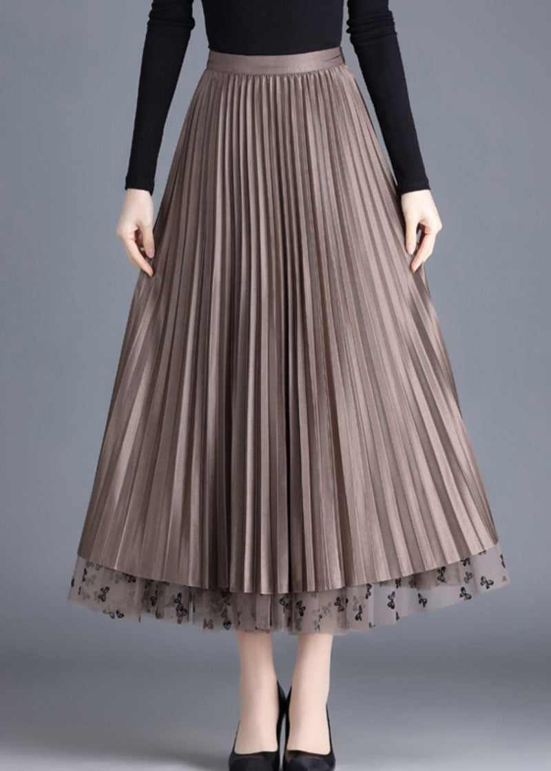 Modern Chocolate Print Draping Tulle a Line Skirts Spring