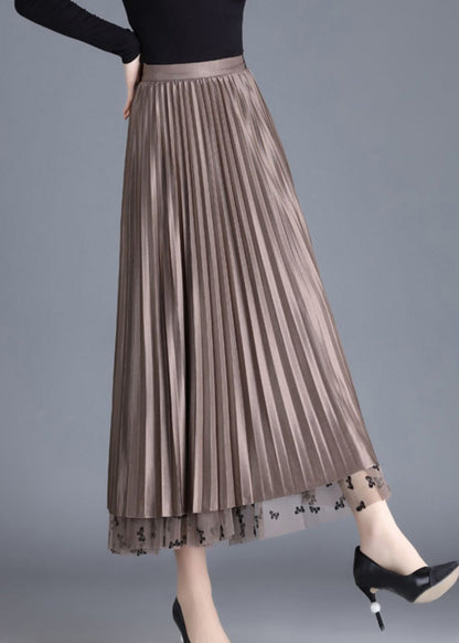 Modern Chocolate Print Draping Tulle a Line Skirts Spring