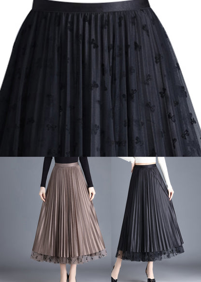 Modern Chocolate Print Draping Tulle a Line Skirts Spring