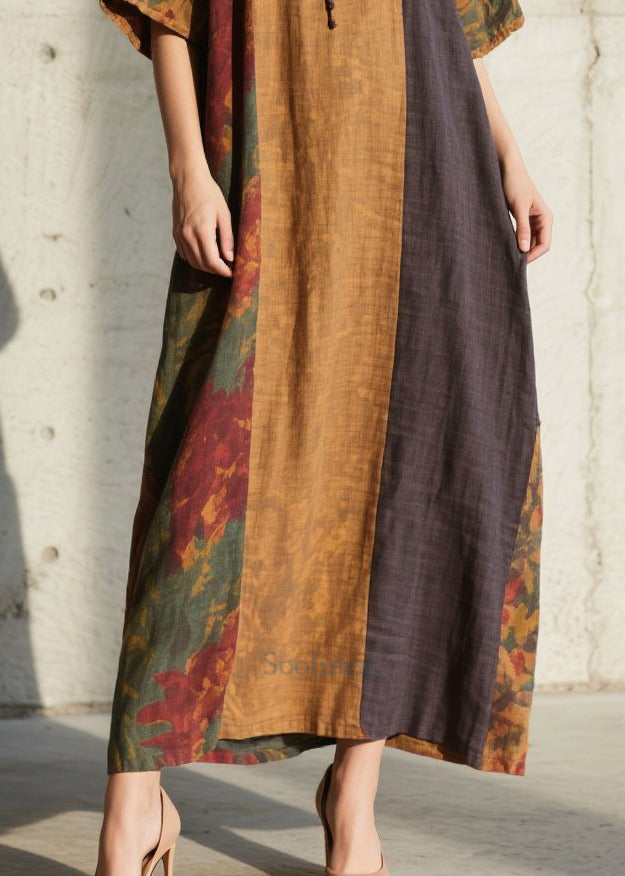 Modern Colorblock Oversized Patchwork Cotton Holiday Dress Summer