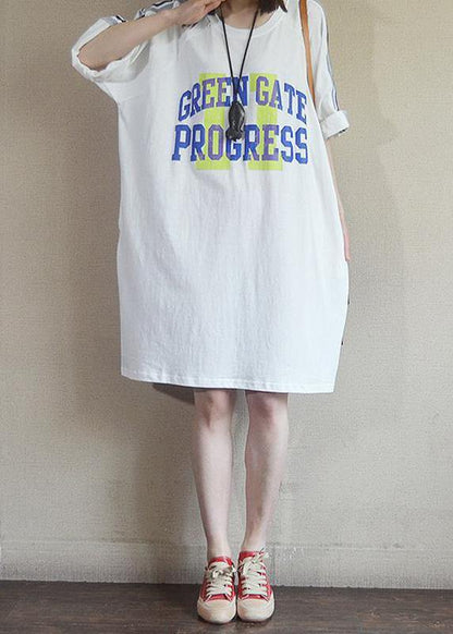 Modern Cotton Tunics Loose Letter Cotton Dress