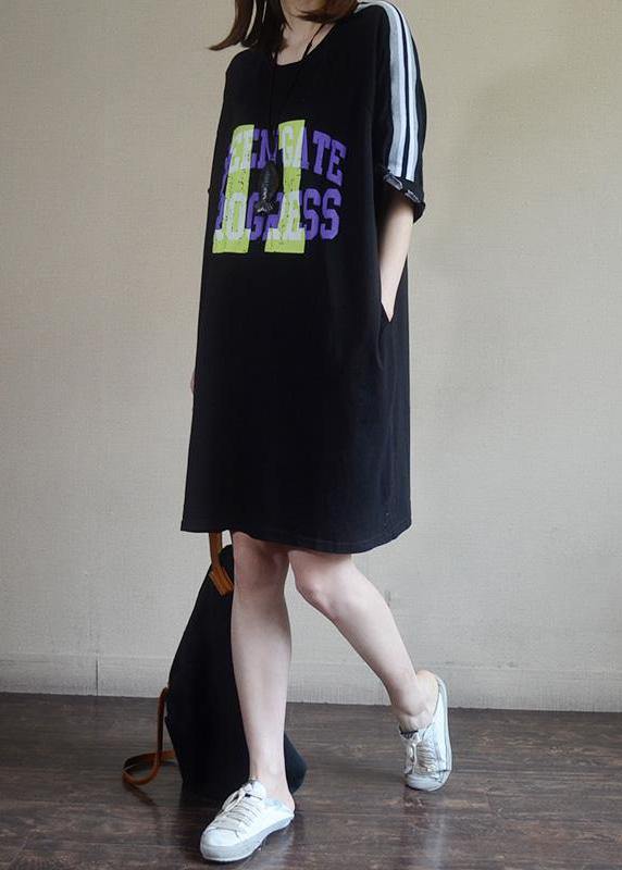 Modern Cotton Tunics Loose Letter Cotton Dress