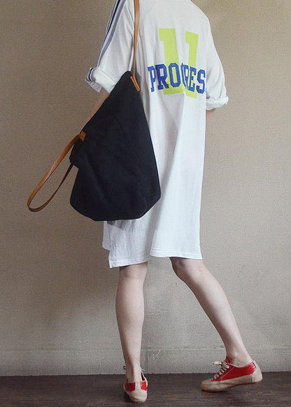 Modern Cotton Tunics Loose Letter Cotton Dress