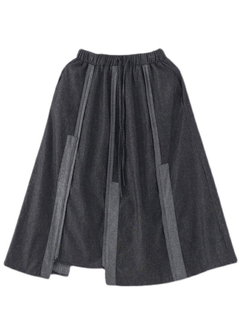 Modern Dark Grey Elastic Waist a Line Fall Skirts
