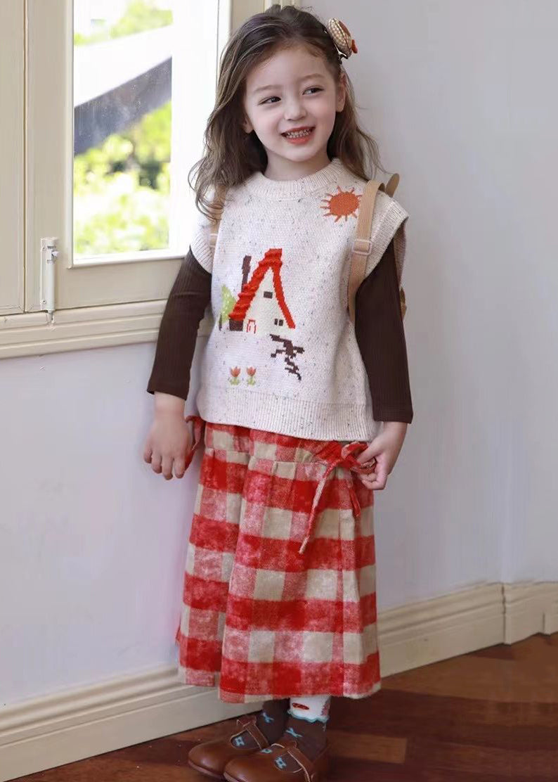 Modern Waistcoat Top and Plaid Crop Pants Three Pieces Set Spring
