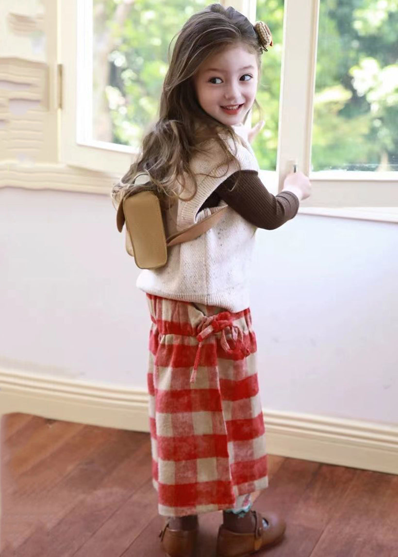 Modern Waistcoat Top and Plaid Crop Pants Three Pieces Set Spring