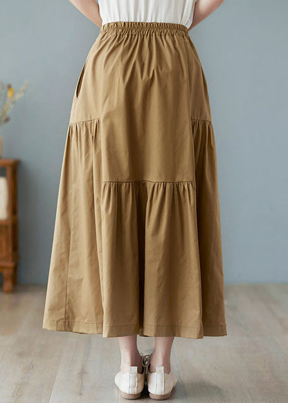 Modern Green High Waist Wrinkled Asymmetrical Design Pockets Fall Skirt