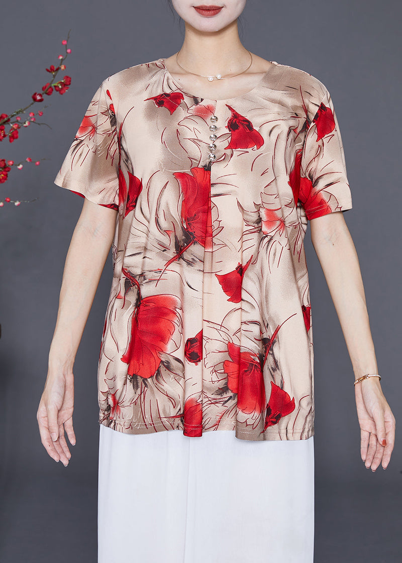 Modern Khaki Oversized Button Silk Shirt Top Summer