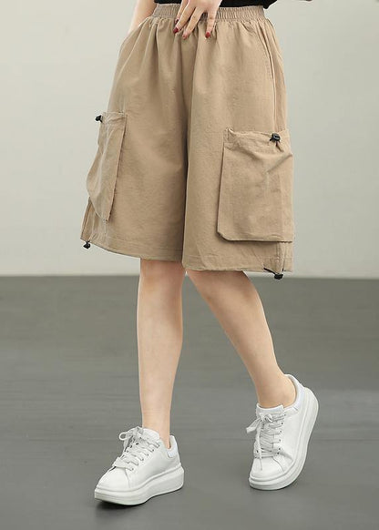 Modern Khaki Pockets Hot Pants Summer