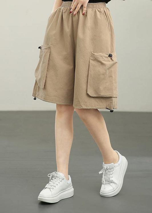 Modern Khaki Pockets Hot Pants Summer