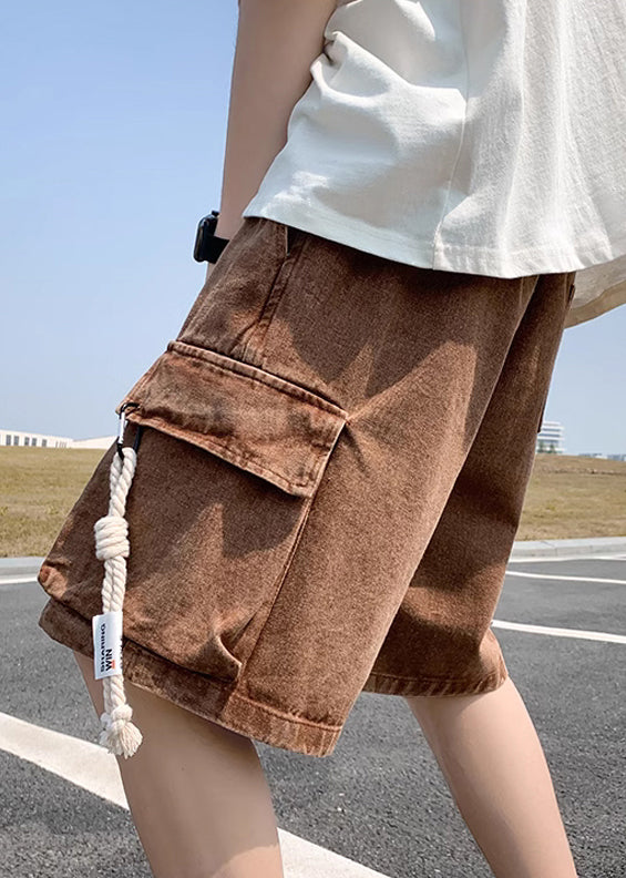 Modern Light Blue Pockets Drawstring Denim Shorts Summer