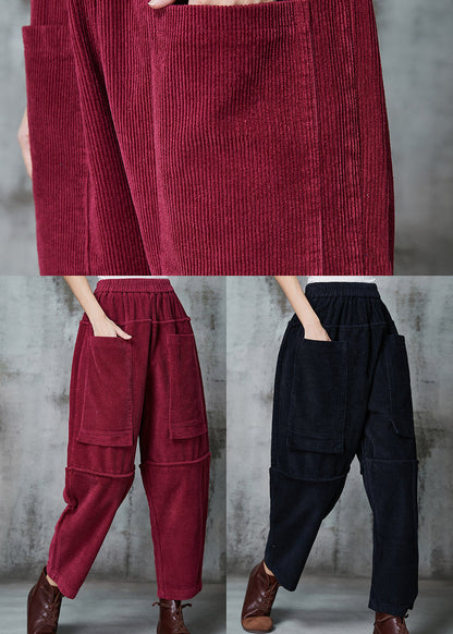 Modern Mulberry Oversized Pocketspatchwork Corduroy Pants Spring
