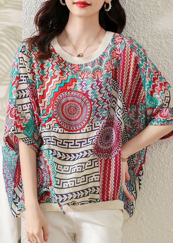 Modern O-neck Print Low High Design Cozy Top Summer