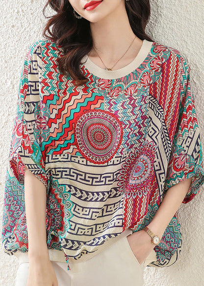 Modern O-neck Print Low High Design Cozy Top Summer