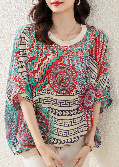 Modern O-neck Print Low High Design Cozy Top Summer