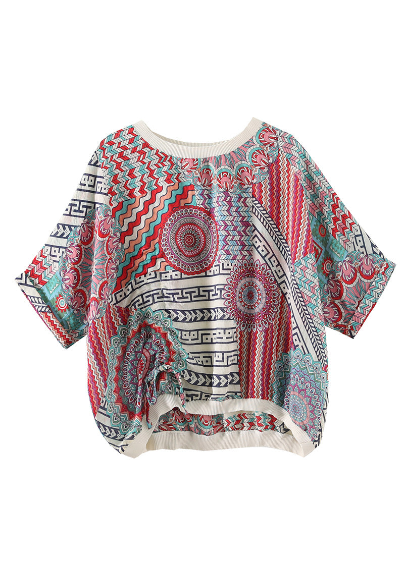 Modern O-neck Print Low High Design Cozy Top Summer