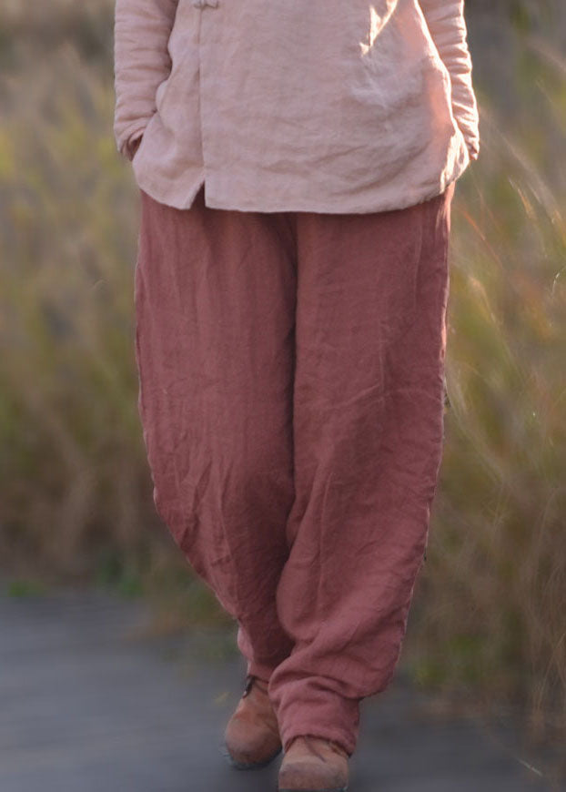 Modern Orange Loose Pockets Lantern Winter Pants
