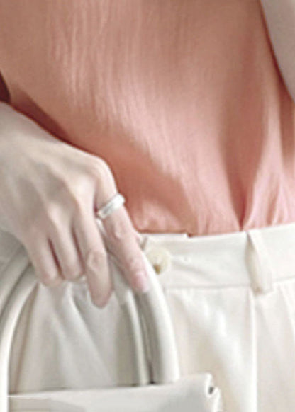Modern Pink O-neck Silk Blouse Top Puff Sleeve