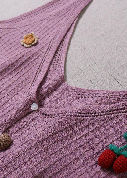 Modern Purple Button Fall Knit Vest